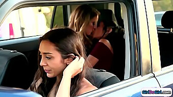 Watch As Girls Lilly Hall And Candice Dare Make Out In The Backseat