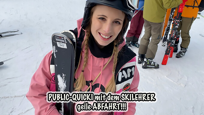 Blonde Teen (18+) Gets Dirty With A Ski Instructor In Public