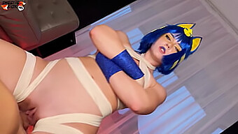 Gadis Cosplay Bokong Besar Ankha Mendapat Tenggorokannya Dientot Dalam Video Deepthroat